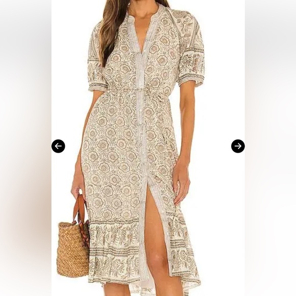 Cleobella Dresses & Skirts - CLEOBELLA 
Maddelyn Midi Prairie Style Dress In Neutral Organic Cotton XS